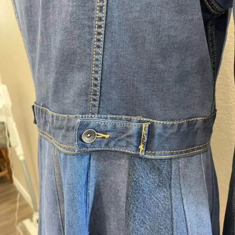 Upcycled blue denim jacket with high low peplum, Size M - Picture 6 of 6